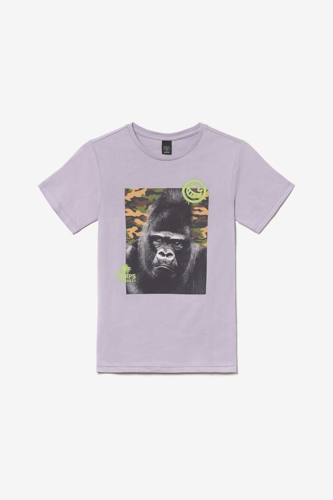 T-shirt Islabo violet pastel imprimé