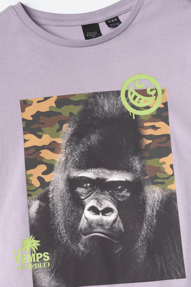 T-shirt Islabo violet pastel imprimé