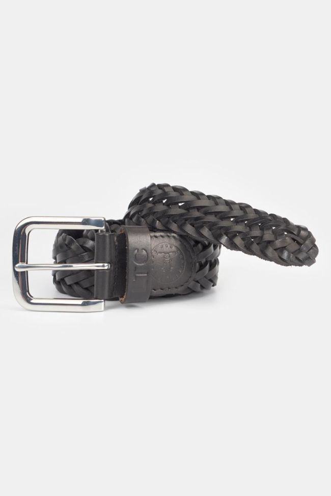 Ceinture Brazol en cuir noir tressé