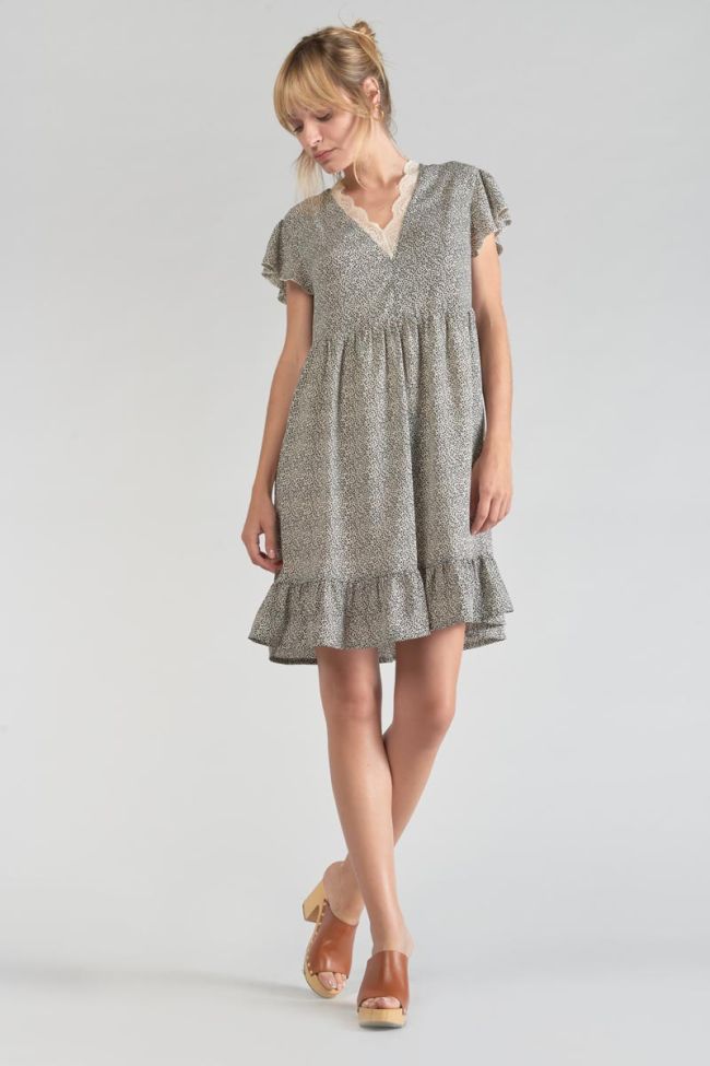 Robe Aliette à motif beige et noir