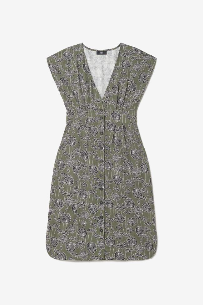Robe longue Croft kaki à motif fleuri