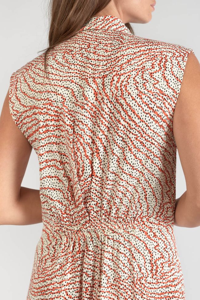 Robe longue Cuoco à motif orange et noir