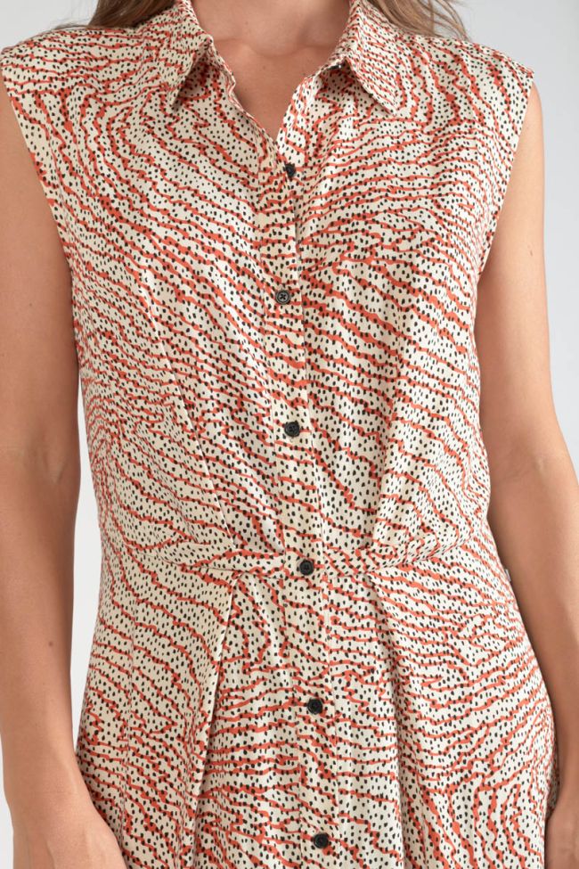 Robe longue Cuoco à motif orange et noir