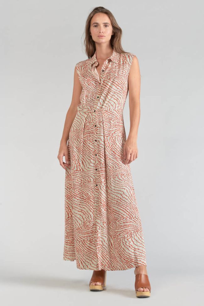 Robe longue Cuoco à motif orange et noir
