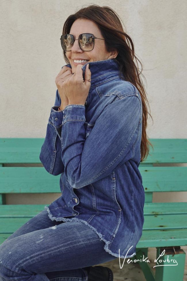 Veste en jeans London bleue by Véronika Loubry