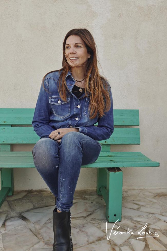 Veste en jeans London bleue by Véronika Loubry