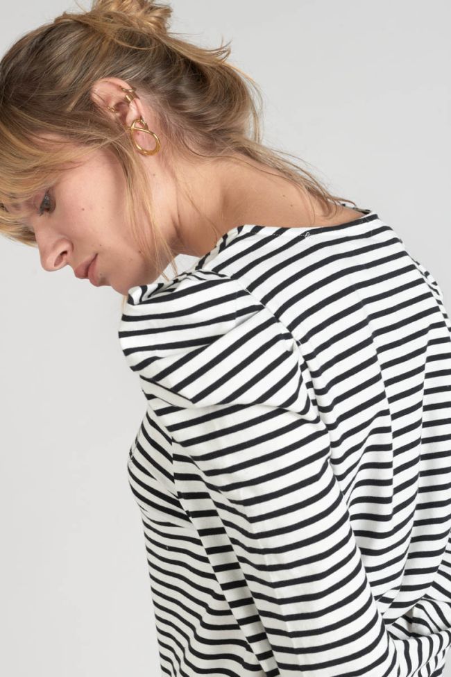 Top Demi à rayures noires et blanches