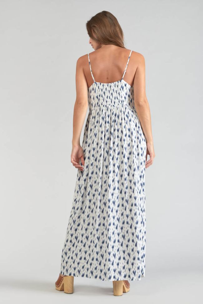 Robe longue Evita tie and dye bleu