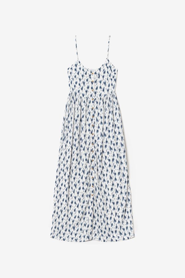 Robe longue Evita tie and dye bleu