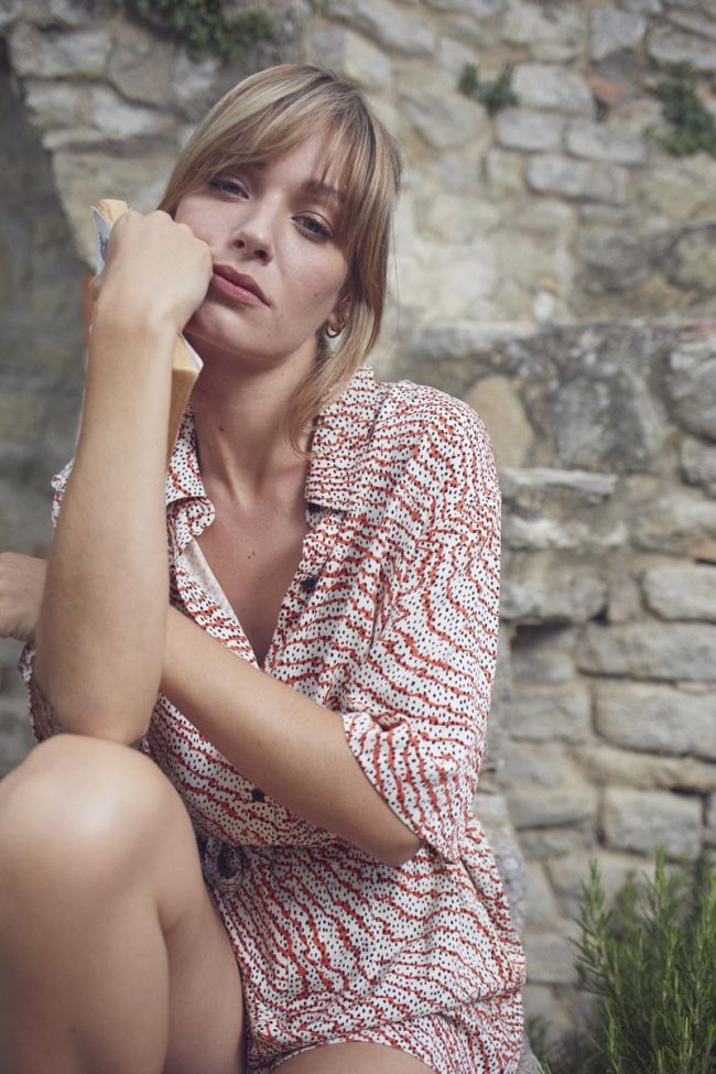 Blouse Freila à motif orange et noir