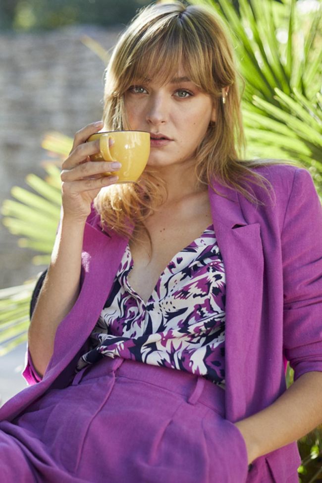 Chemise Gabryel à motif jungle violine