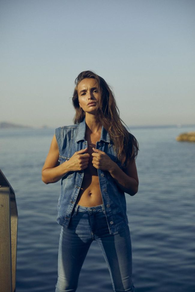 Veste sans manches Galinat en jeans bleu