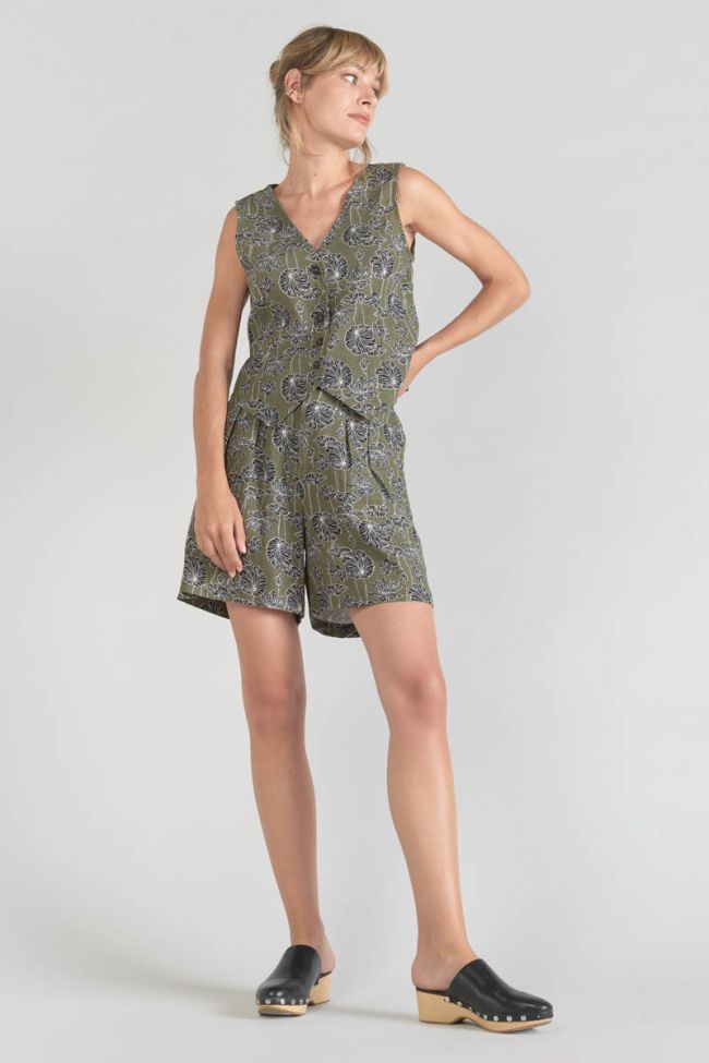 Gilet Gish kaki à motif fleuri