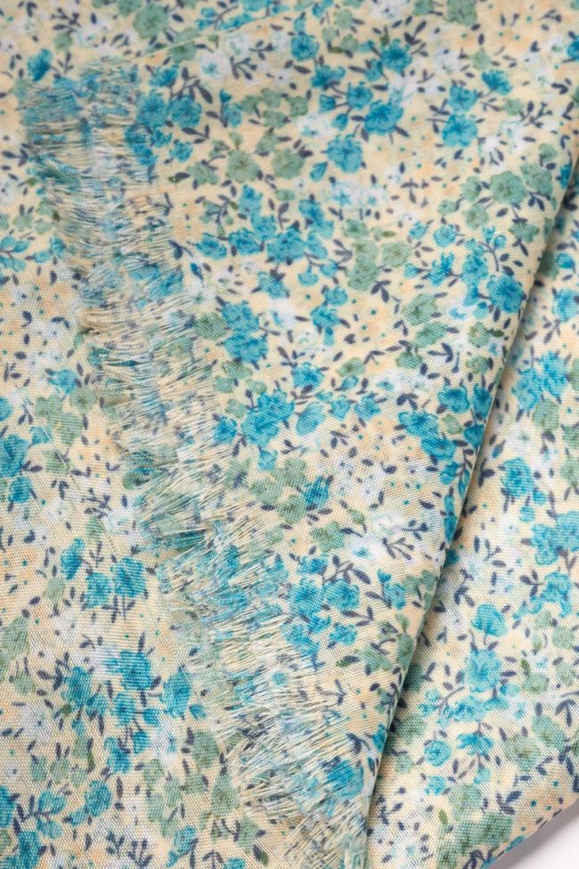 Foulard Jadida à motif fleuri bleu et vert