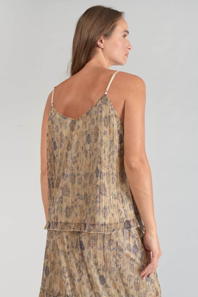 Caraco Kava doré à motif fleuri