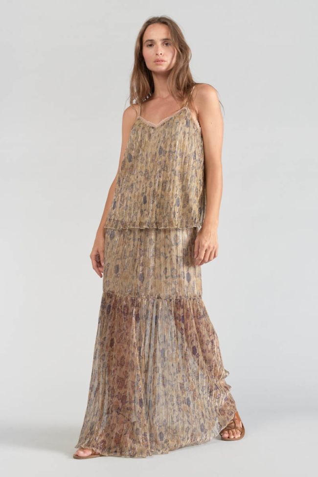 Caraco Kava doré à motif fleuri