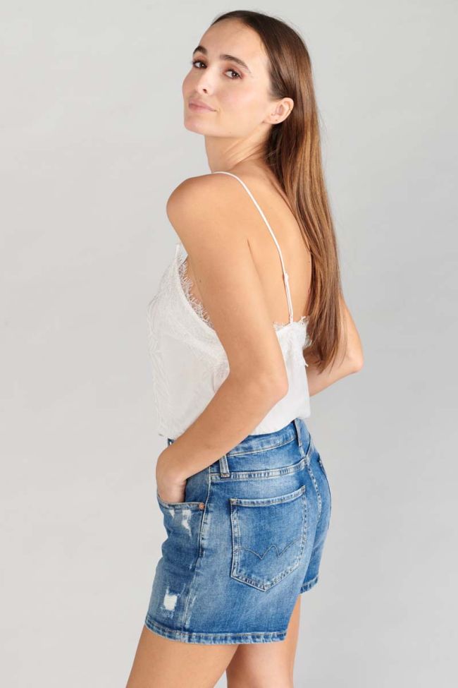 Body caraco Luiss en jacquard écru