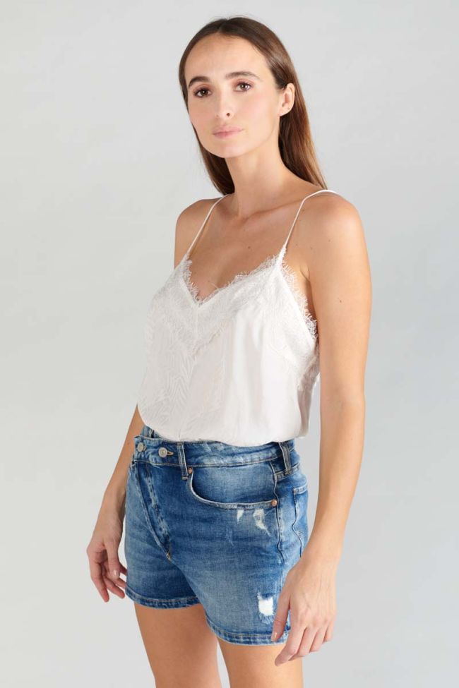 Body caraco Luiss en jacquard écru