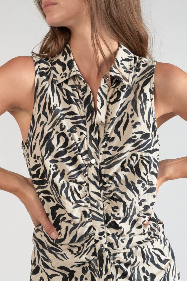Robe en lin mélangé Muna à motif animalier