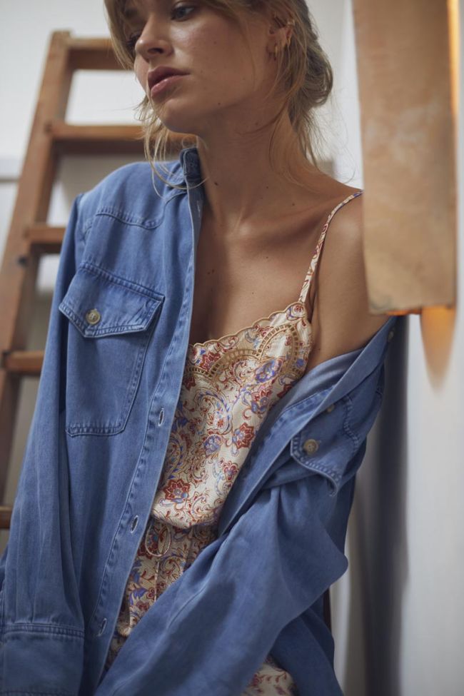 Veste chemise en tencel Neja bleue