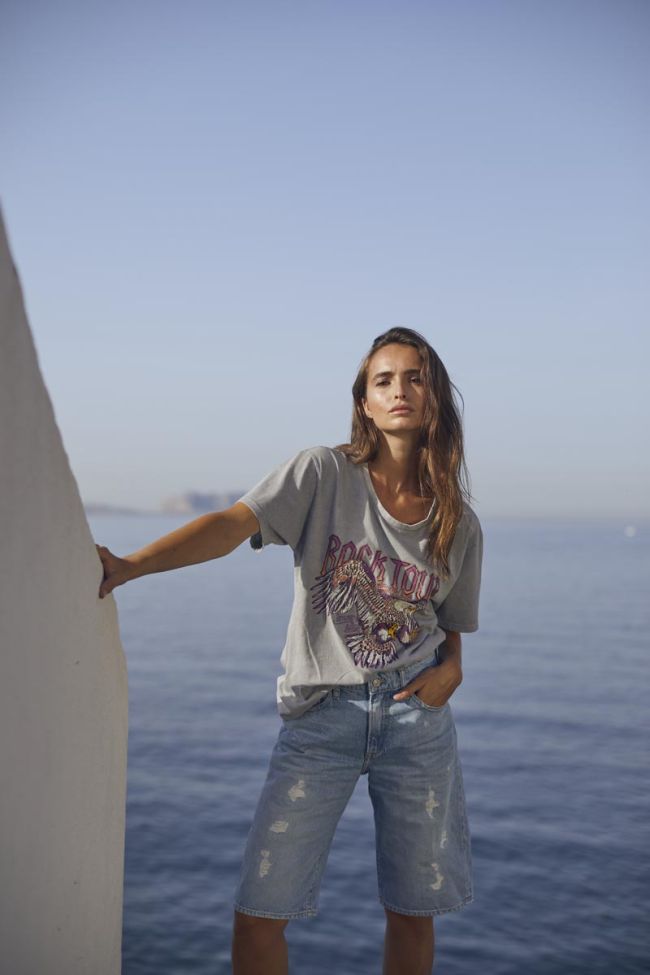 T-shirt Nixon gris clair délavé