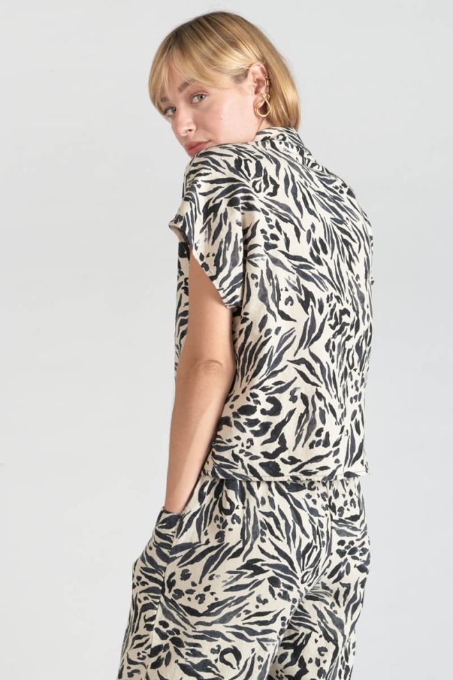 Chemise en lin mélangé Noor à motif animalier
