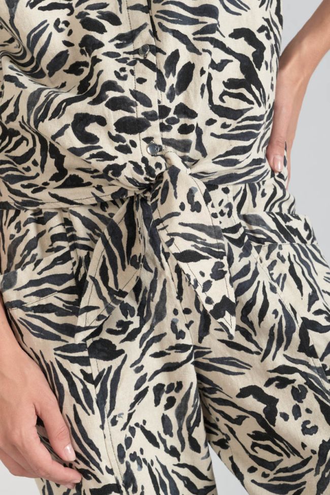 Chemise en lin mélangé Noor à motif animalier