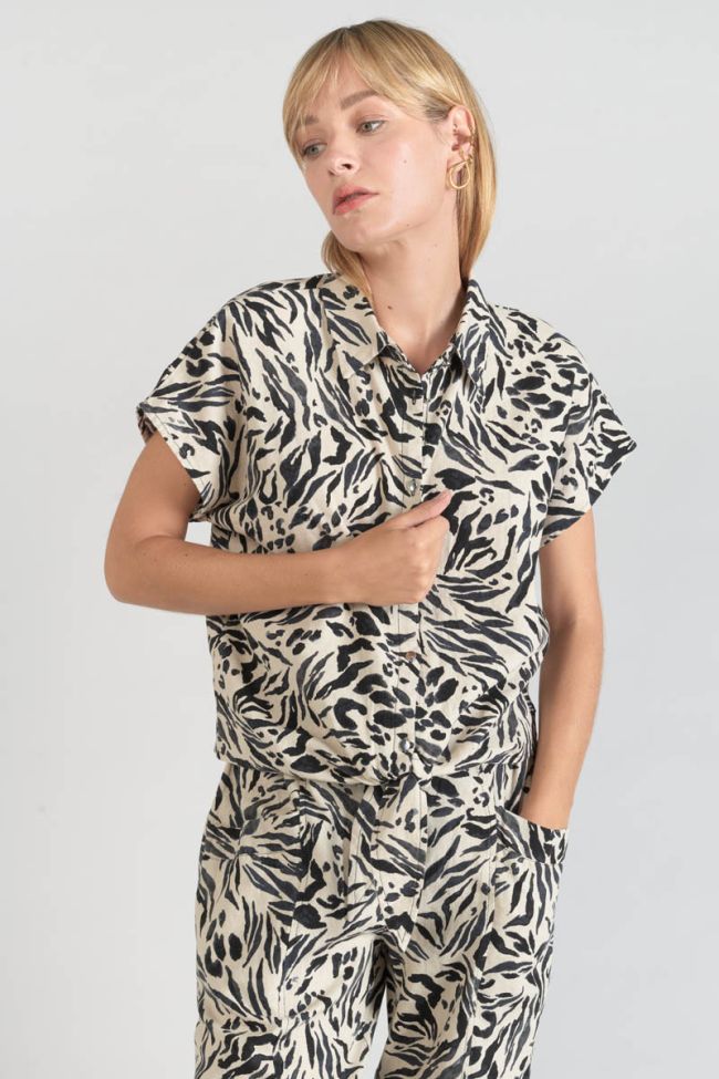 Chemise en lin mélangé Noor à motif animalier