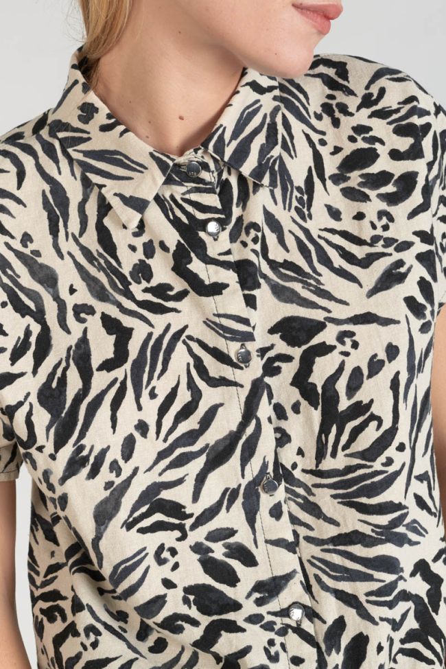 Chemise en lin mélangé Noor à motif animalier