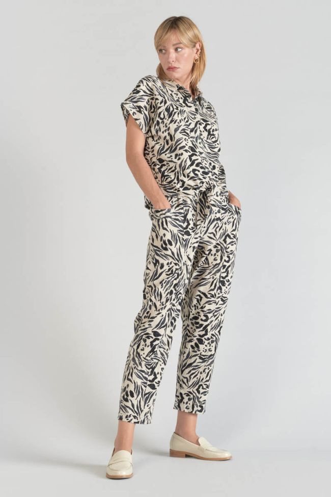 Chemise en lin mélangé Noor à motif animalier