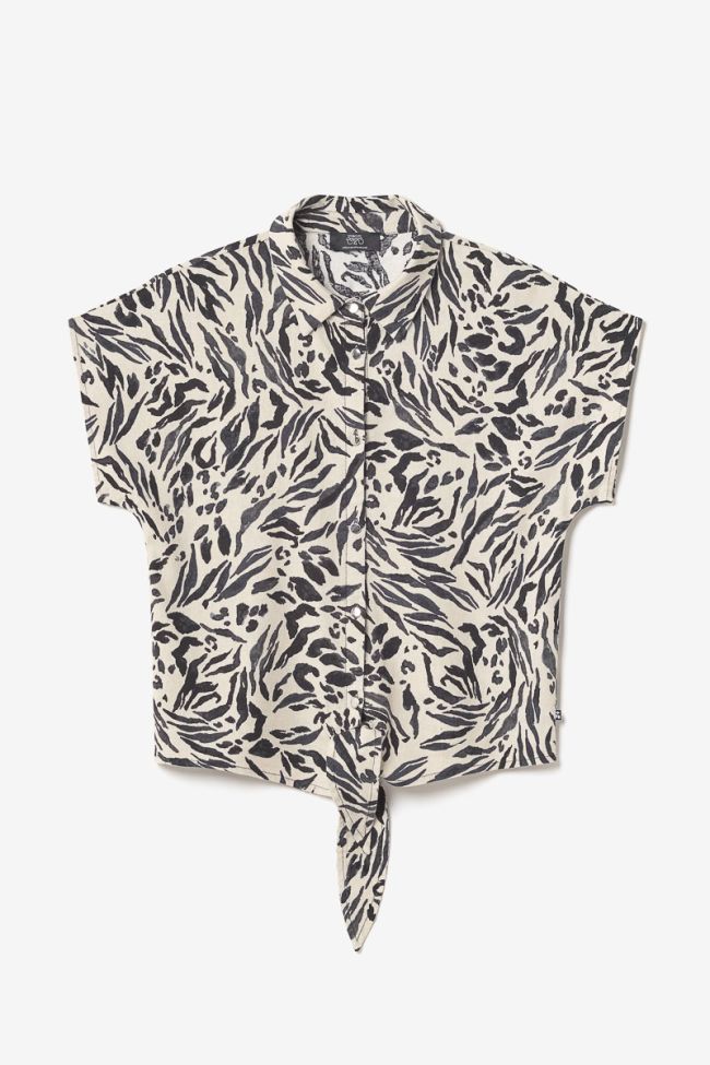 Chemise en lin mélangé Noor à motif animalier