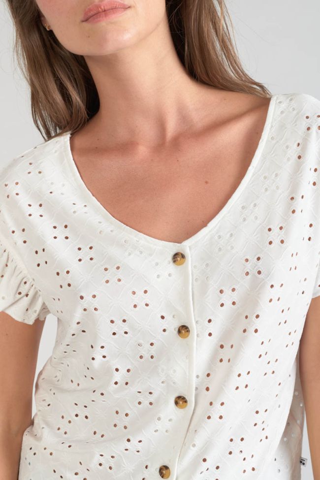 Top Pedrina ajouré blanc