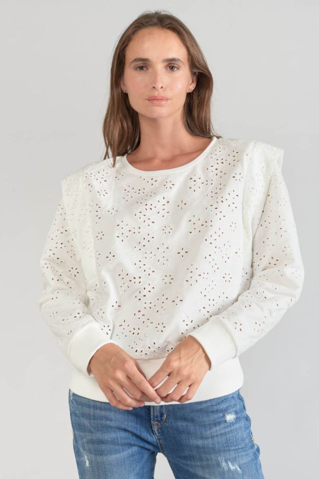 Sweat Plume ajouré blanc