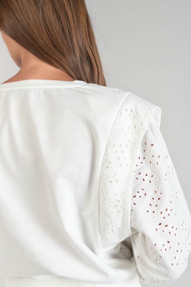 Sweat Plume ajouré blanc