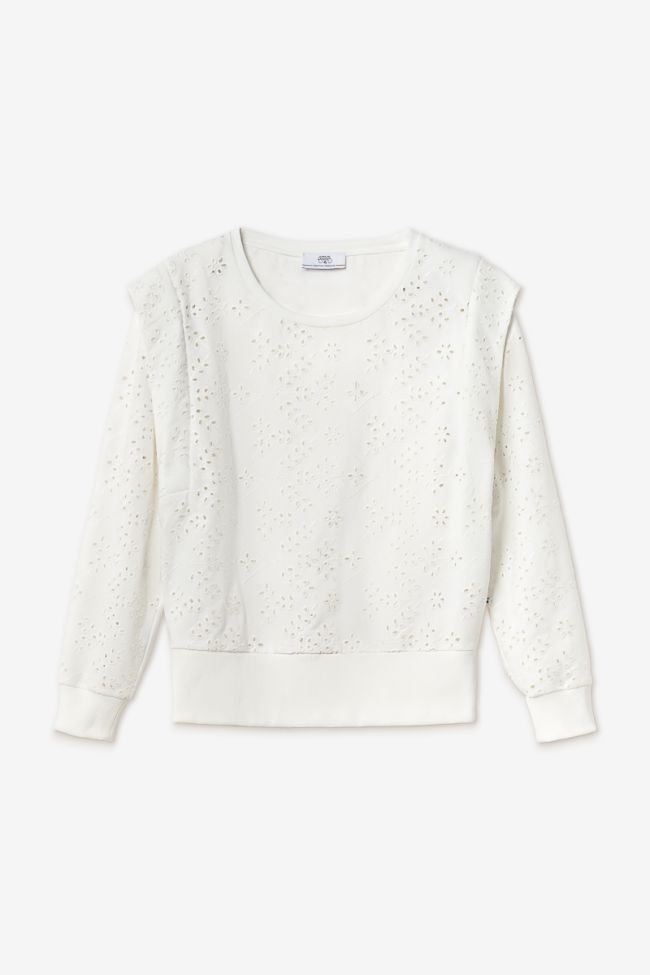 Sweat Plume ajouré blanc