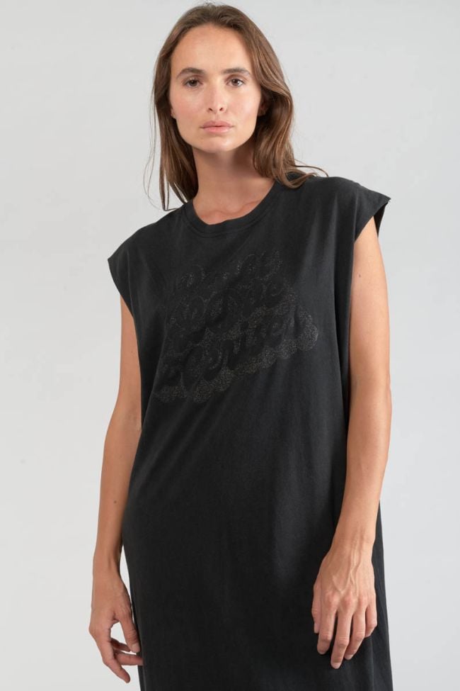 Robe t-shirt longue Poppy noire