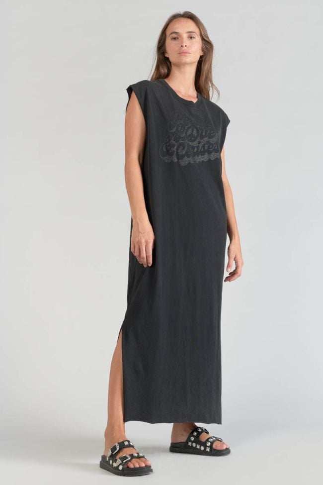 Robe t-shirt longue Poppy noire