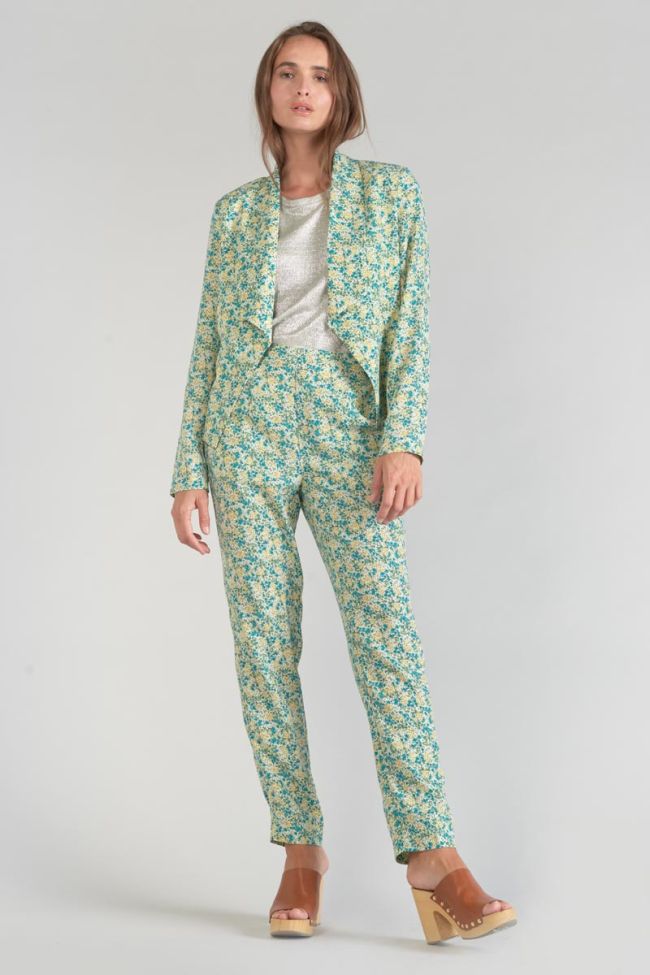 Veste Tasha à motif fleuri vert et bleu