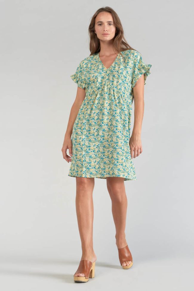 Robe Tate à motif fleuri vert et bleu