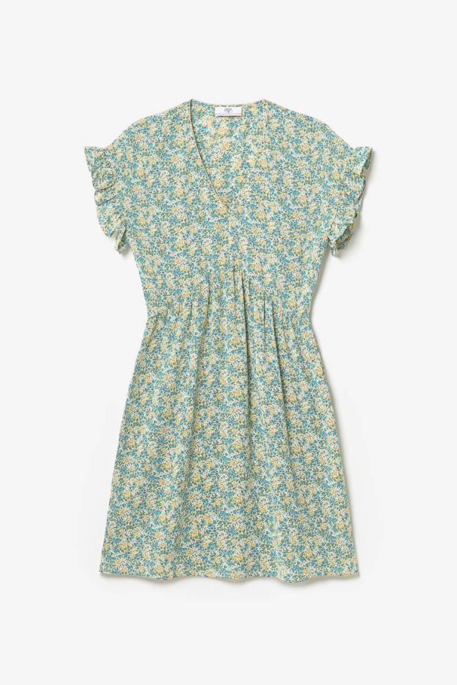 Robe Tate à motif fleuri vert et bleu