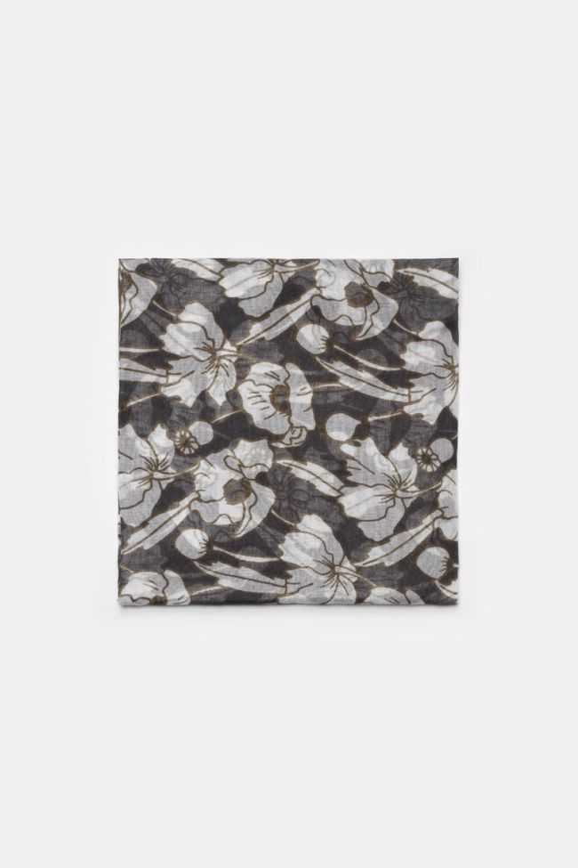 Foulard Valentine à motif fleuri kaki