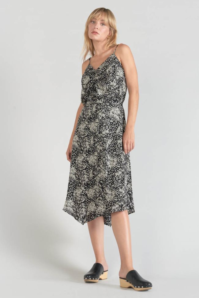 Caraco Veronic à motif fleuri noir et blanc