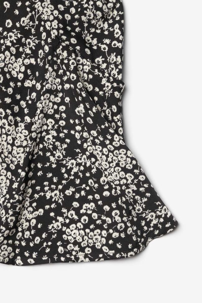 Jupe short Cassandgi à motif floral noir et blanc
