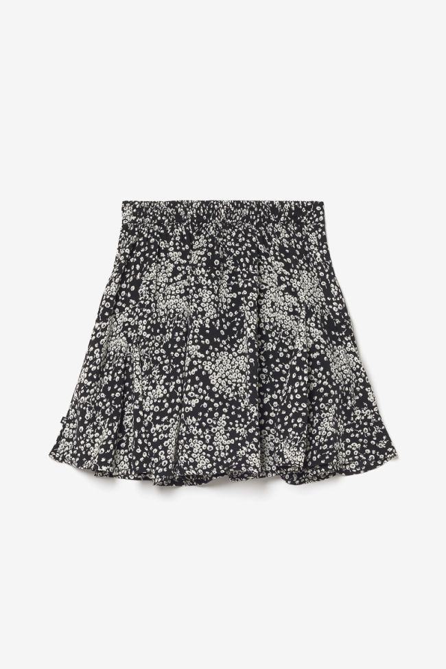 Jupe short Cassandgi à motif floral noir et blanc