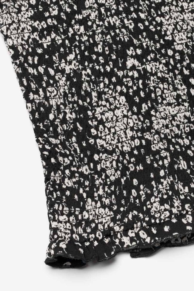 Top Veronicgi à motif floral noir et blanc