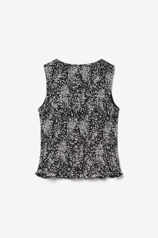 Top Veronicgi à motif floral noir et blanc