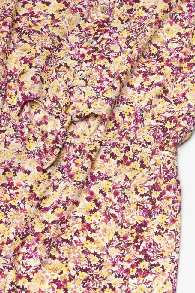 Combi-short Yogagi à motif floral rose et jaune