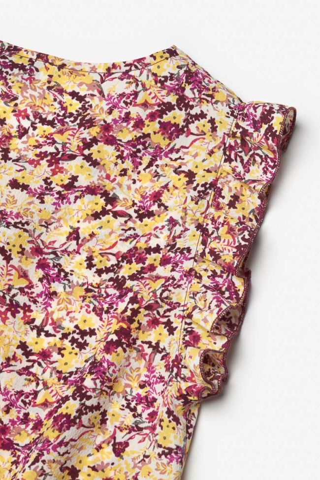 Combi-short Yogagi à motif floral rose et jaune