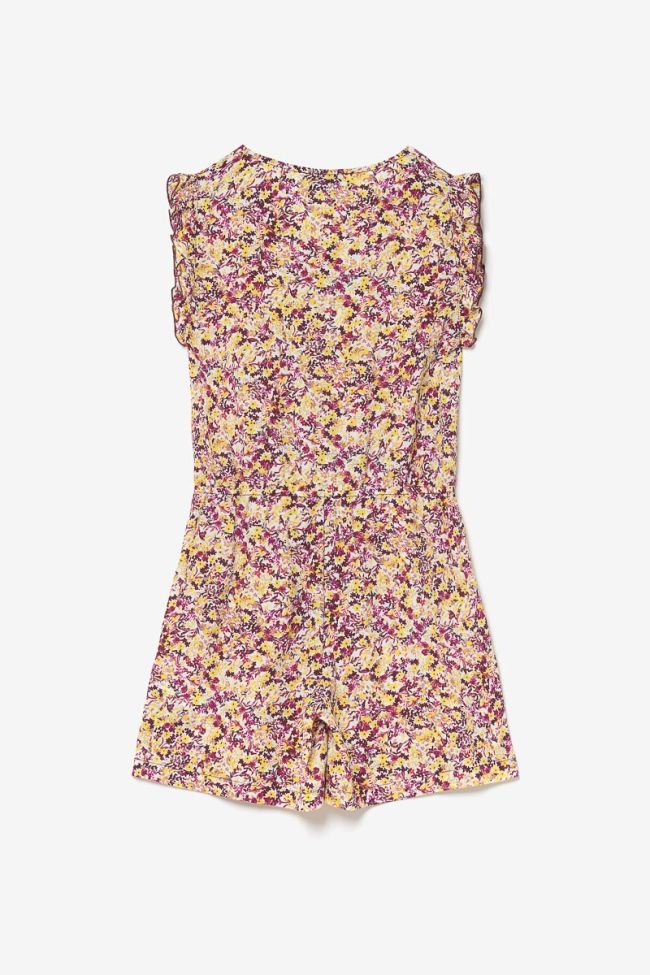 Combi-short Yogagi à motif floral rose et jaune