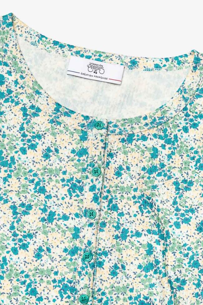 Top Yzygi à motif floral vert